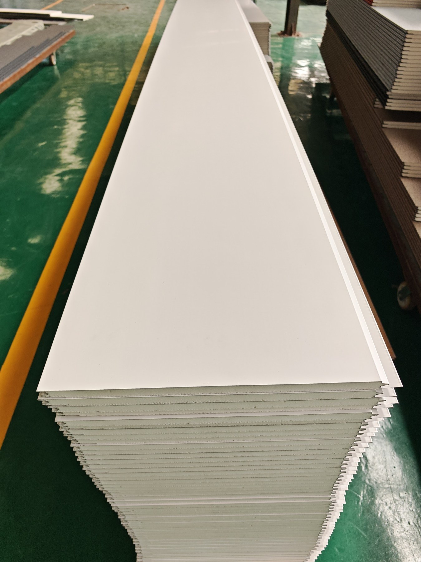 Smooth white flat wall panel surface